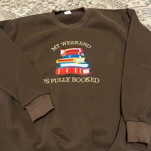 Brown Sweatshirt with Book Embroidery